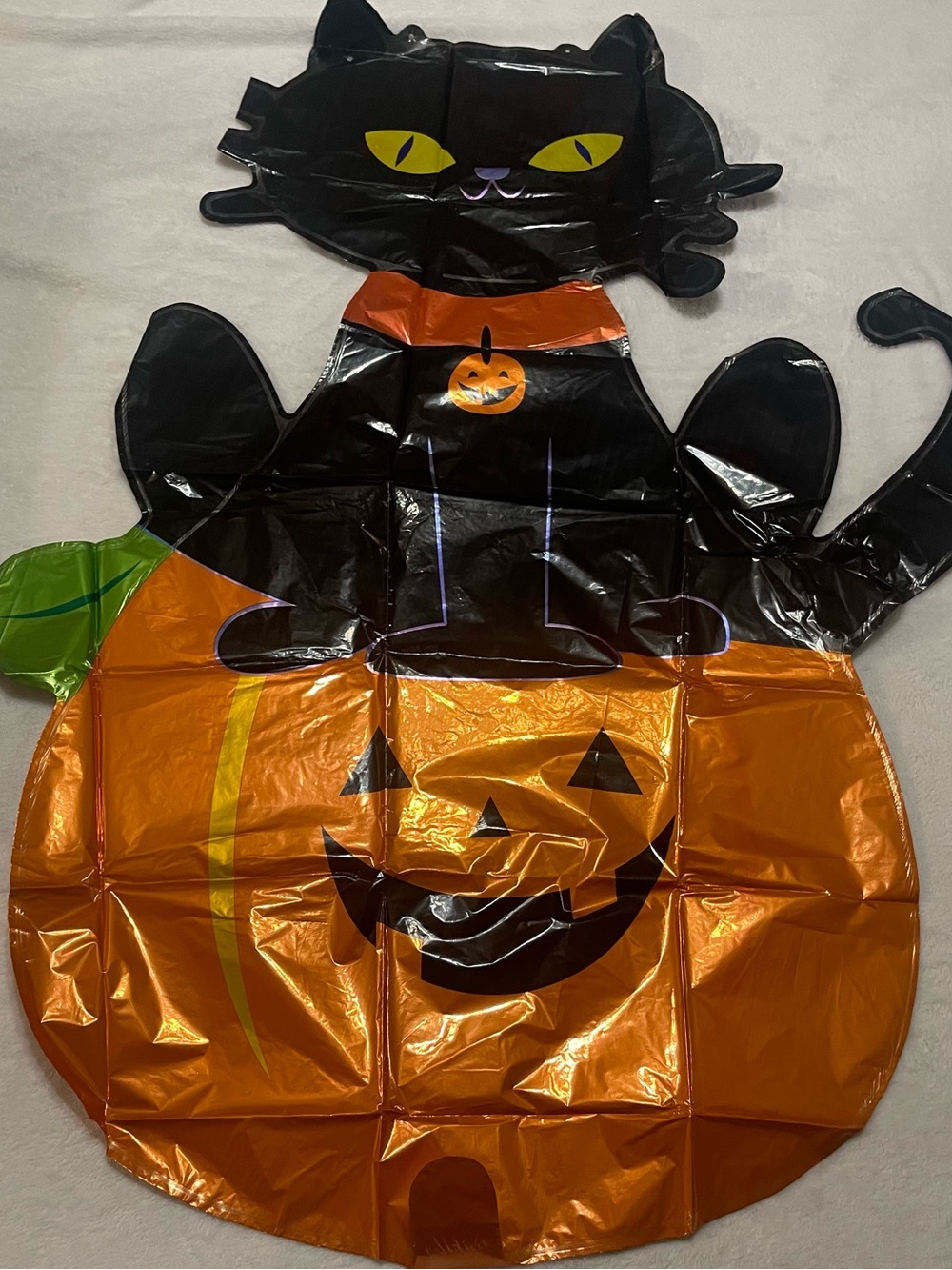 Amazon Halloween Inflatable  Black Cat on Orange Pumpkin Mylar Balloon